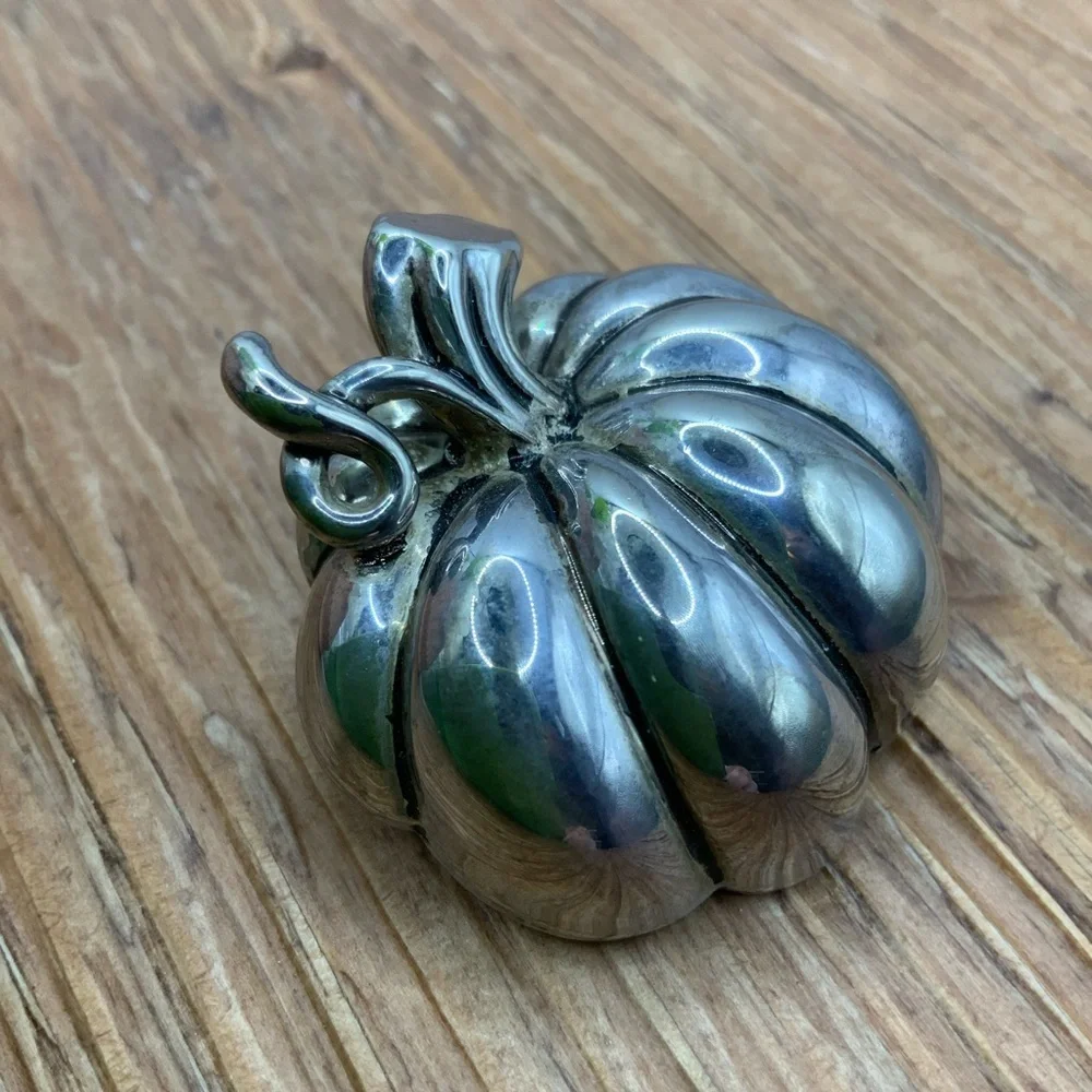 Best Vintage Silver Tone Pumpkin Pendant Brooch